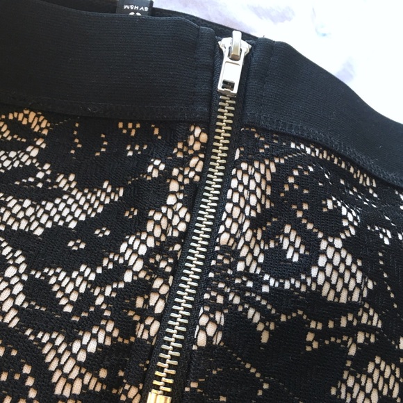 Black Velvet Lace & Cream Mini Skirt - Picture 5 of 8